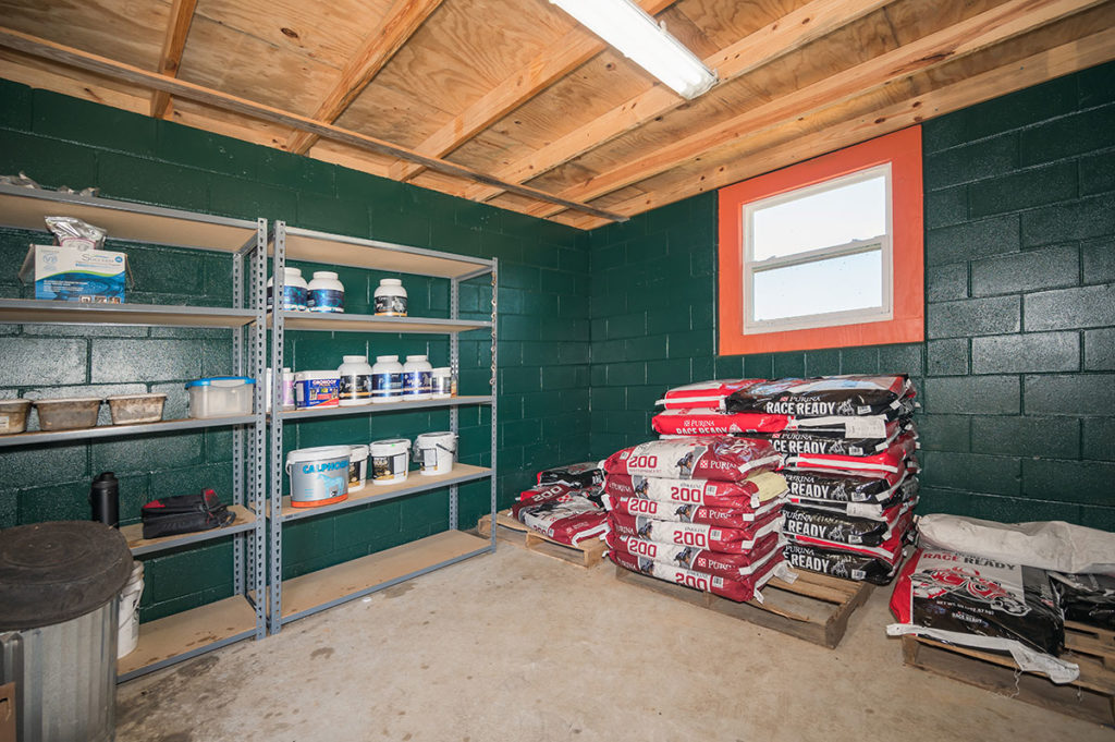 horse feed and equipment room
