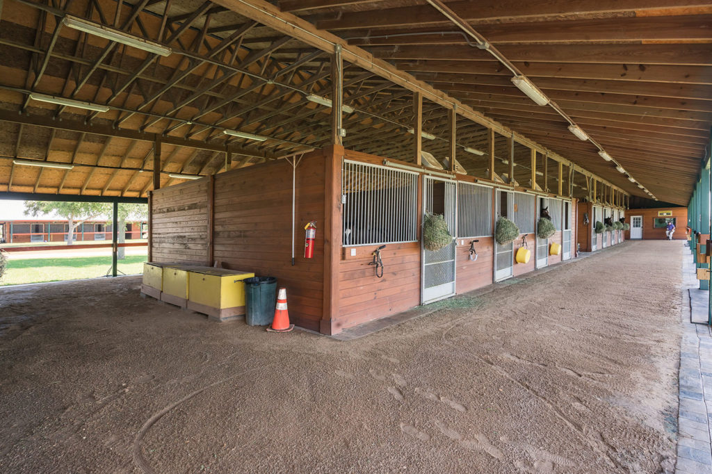Shed row barn aisle at oak ridge training center